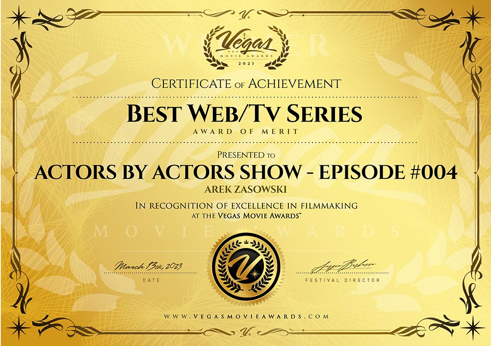 Vegas Movie Awards Certificate