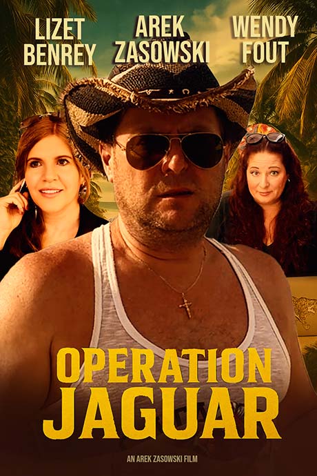 Official poster for Operation Jaguar, a spy-thriller short film starring and directed by Arek Zasowski, winner of the International Grand Jury Prize at the Los Angeles Motion Picture Festival 2025