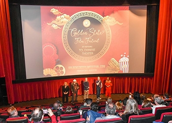 Arek Zasowski introducing his film CALL ME at the Golden State Film Festival at the TCL Chinese Theatre in Hollywood. March 2020.