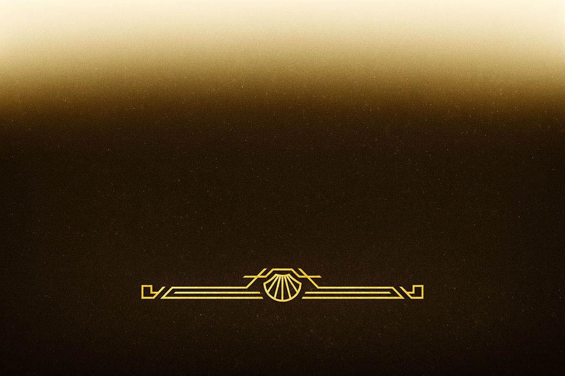 Art Deco gold cinematic awards footer backdrop for Arek Zasowski