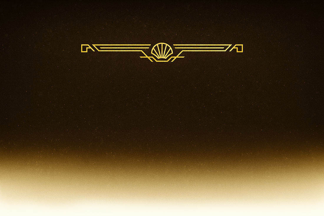 Art Deco gold cinematic awards header backdrop for Arek Zasowski