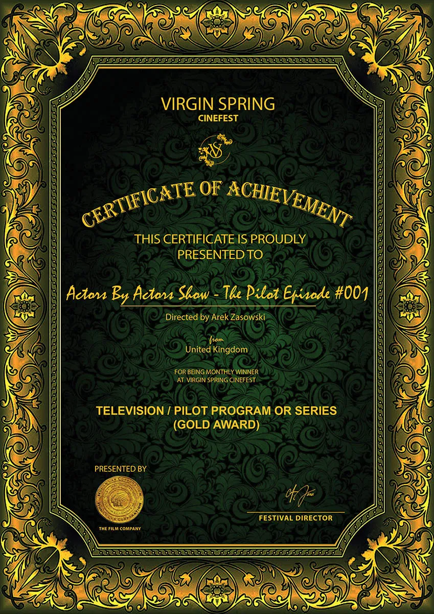 Actors By Actors Show Pilot Episode 001 Monthly Winner Television Pilot Program or Series Virgin Spring Cinefest 2021