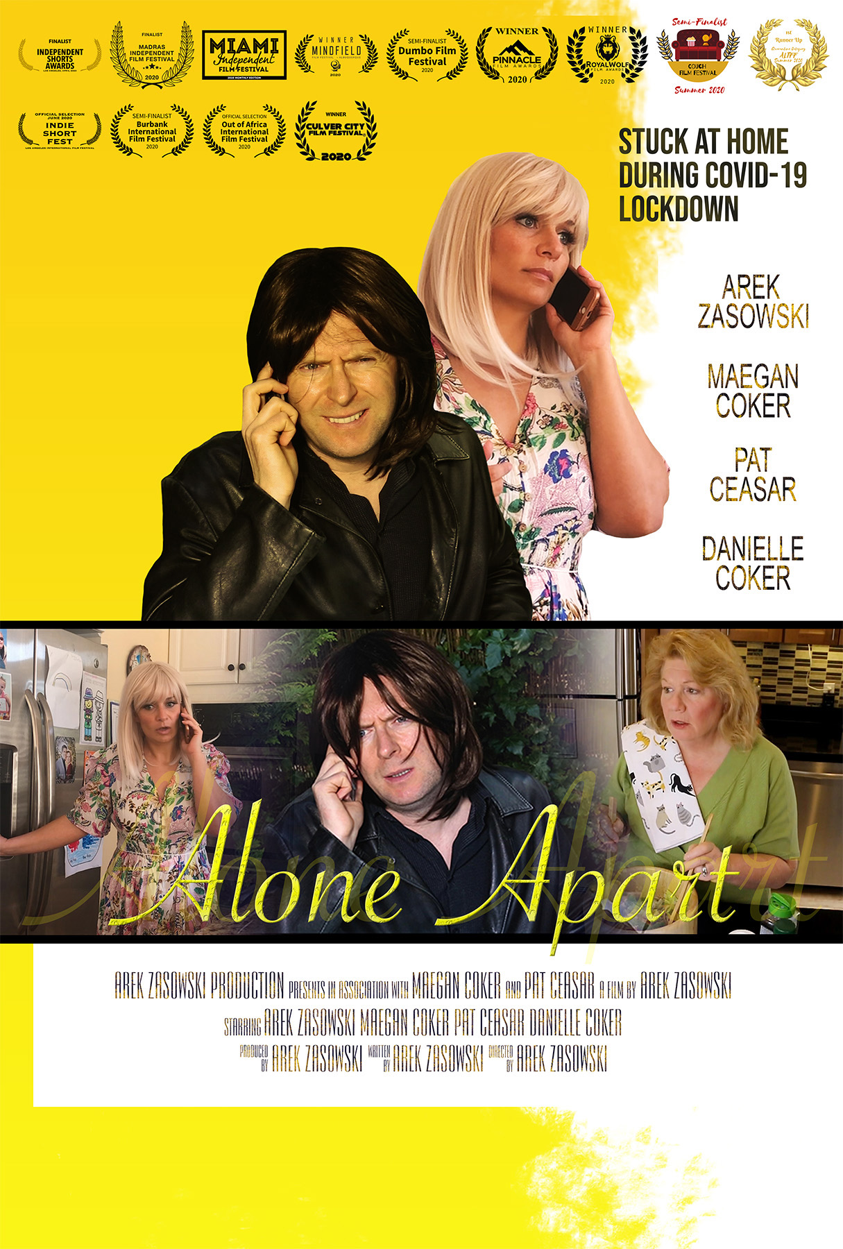 Alone Apart romantic comedy short film poster featuring Arek Zasowski.