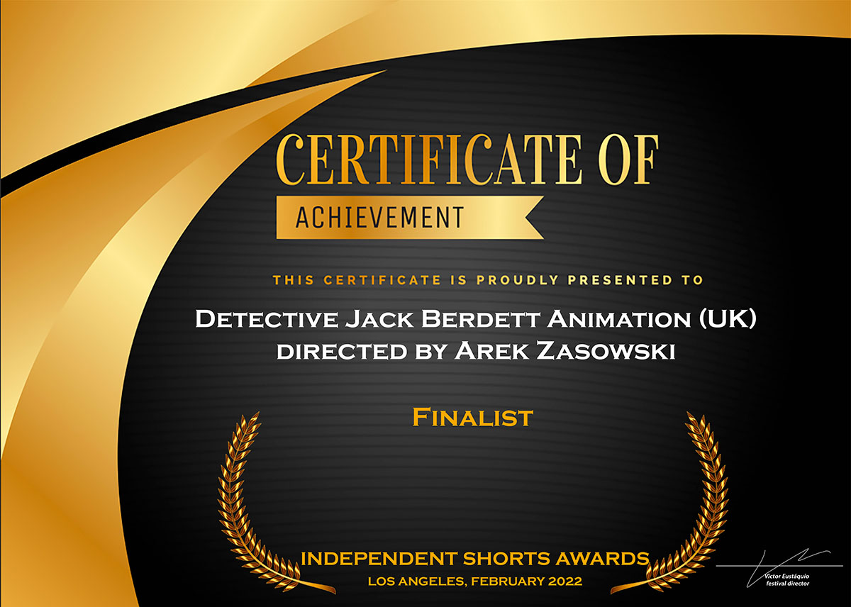 Detective Jack Berdett Animation directed by Arek Zasowski, Finalist at Independent Shorts Awards Los Angeles 2022