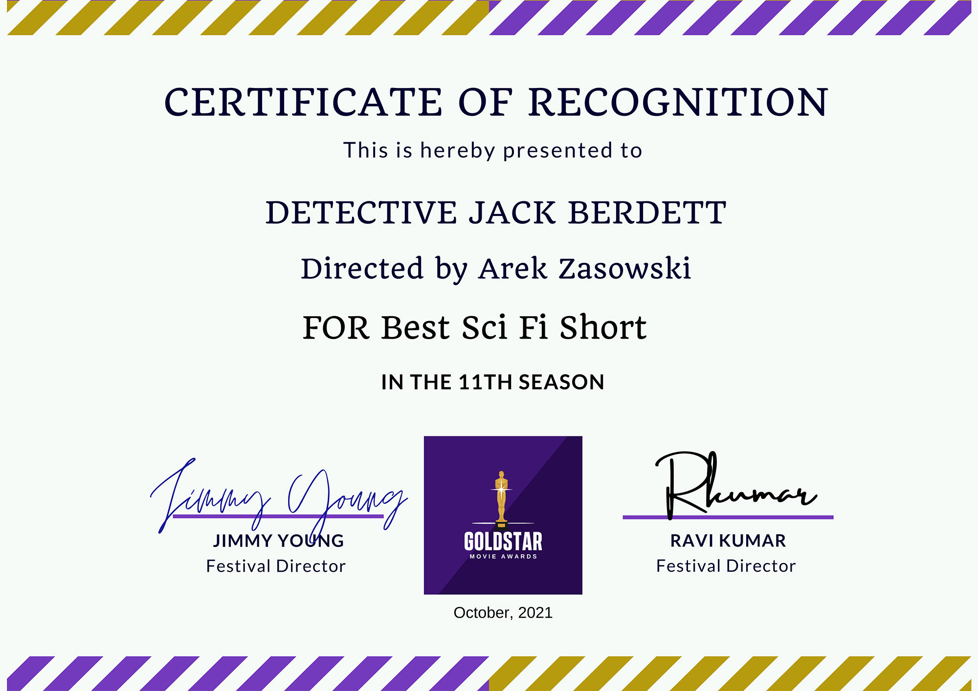 Best Sci-Fi Short – Goldstar Movie Awards Newark 2021