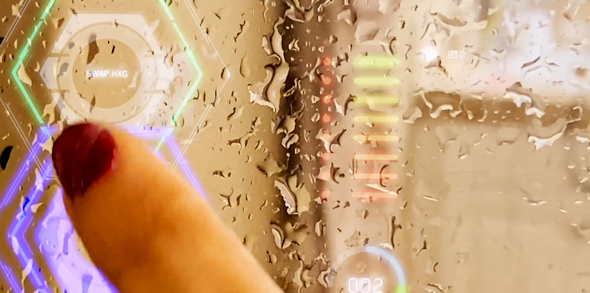 Futuristic HUD interface shower screen”
                         title=